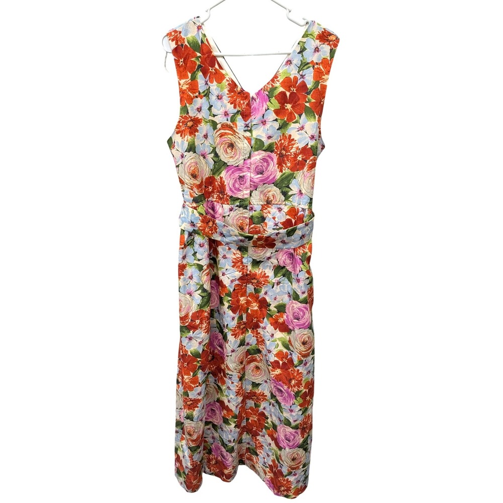 Frances Valentine NWT Colony Dress Rose Garden Floral Poplin Maxi Red Pin- 16 - Picture 3 of 9